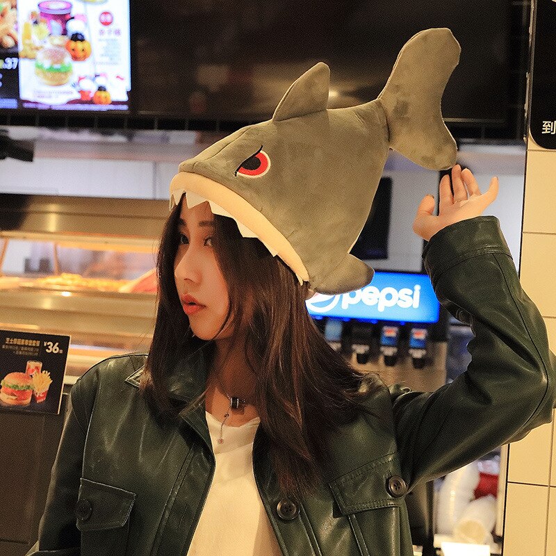 Novelty Halloween Hat Animal Shark Nylon Material Full Head Beanie Toy Hat Cap Hip Hop Party Costume Hat