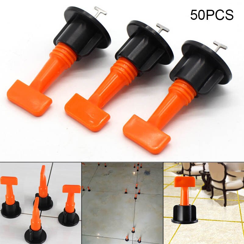 50pcs Plastic Flat Ceramic Leveler Floor Wall Construction Tools Reusable Tile Leveling System Kits LXY9 DC24