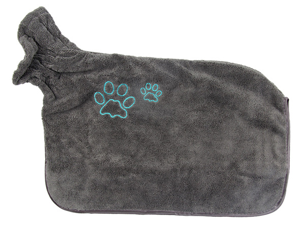 Albornoz perro ropa de mascotas Super absorbente para secado bordados para Toalla de gato Hood Baño de mascotas toalla aseo productos para mascotas grande: Gris / 59X37cm