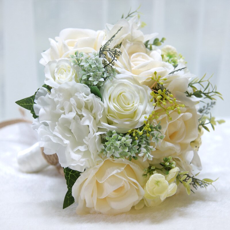 Kyunovia Natürliche Strauß ramos de novia Hochzeit Blumen pfingstrose seide Eco Blumen Brautjungfer Blumensträuße Elfenbein Hochzeit Strauß D152