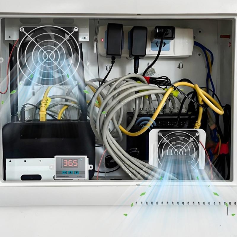 80mm USB Powered Quiet Cabinets Cooling Fan with Adjustable Thermostat Control for AVCabinets Pet Kennels Router Coolers