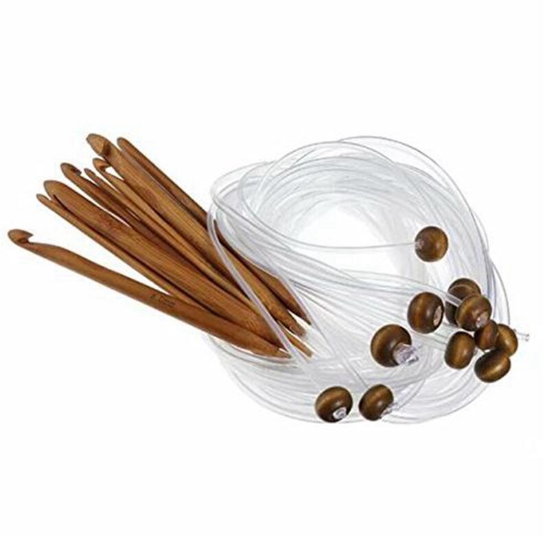 Bamboo Flexible Afghan Tunisian Carpet Crochet Hooks Needles At Random Transparent Natural Bamboo Flexible Afghan Tunisian Car