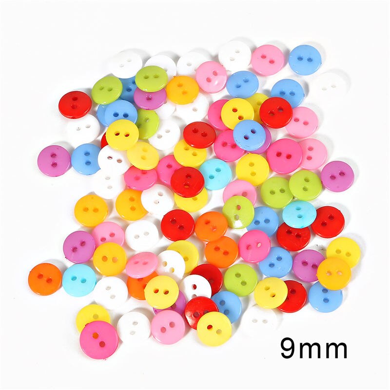 6/9/10/11/12/15/20MM Round Resin Button 2 Holes Sewing Button Scrapbooking Decoration Apparel Crafts DIY Clothes Accessories: 9x2mm 100pcs