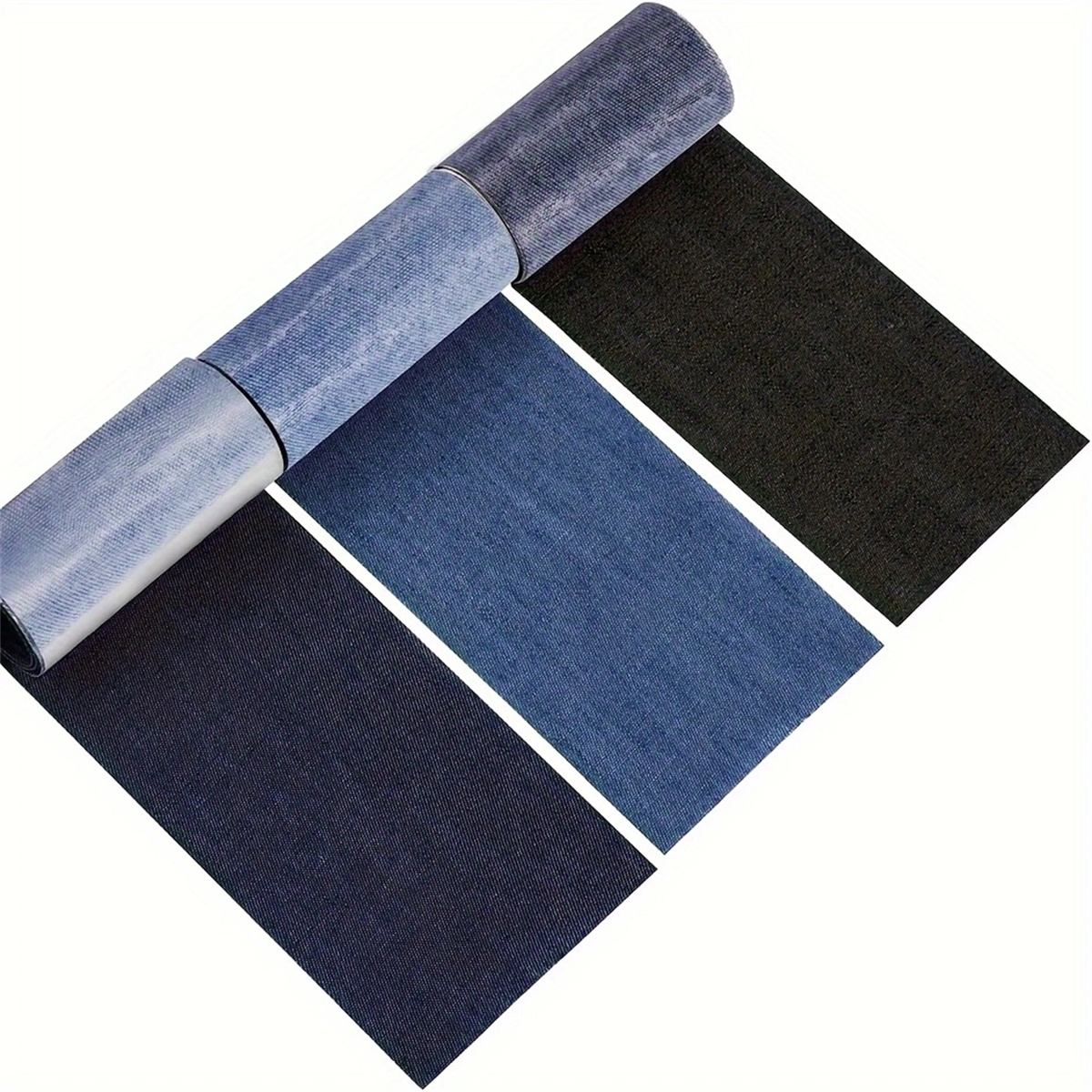 3/Rollen Jean-Aufnäher zum Aufbügeln, 8 x 50 cm, Reparaturflicken, Kleidung, selbstklebende Aufbügelflicken für Kinder und Erwachsene (Dunkelblond).: Blau