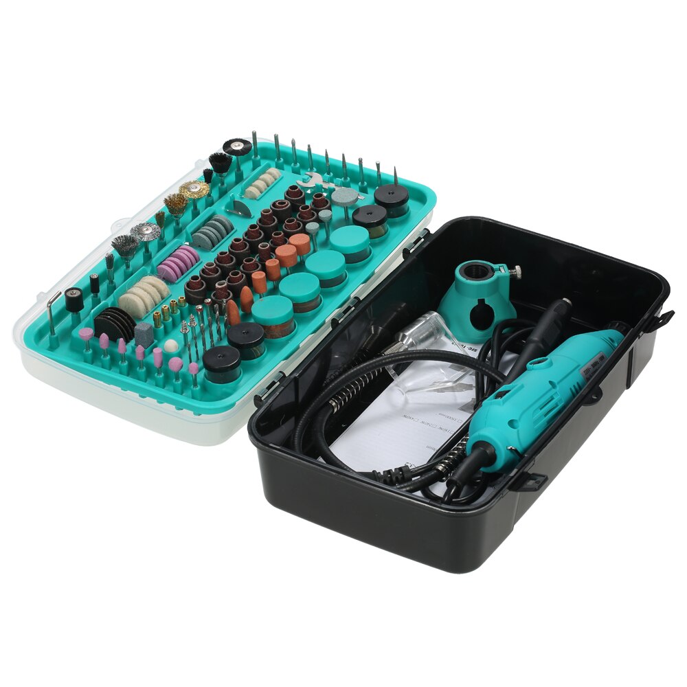 Meterk 228-Piece 180W Rotary Tool Kit with Flex Shaft Electric Drill 6-Speed Engraving Grinding Drilling Tools AC220V
