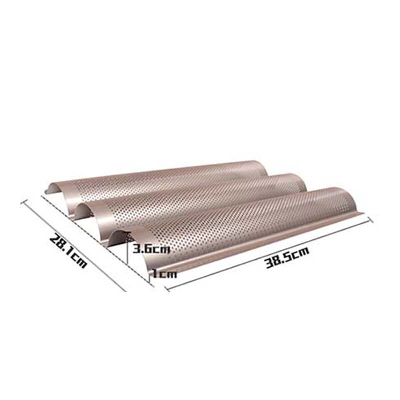 Golden Wave Baking Tray French Bread Baking Mold Bread Practical Cake Baguette Mold Pans 3 Groove Waves Bread Baking Tools Gold: Default Title