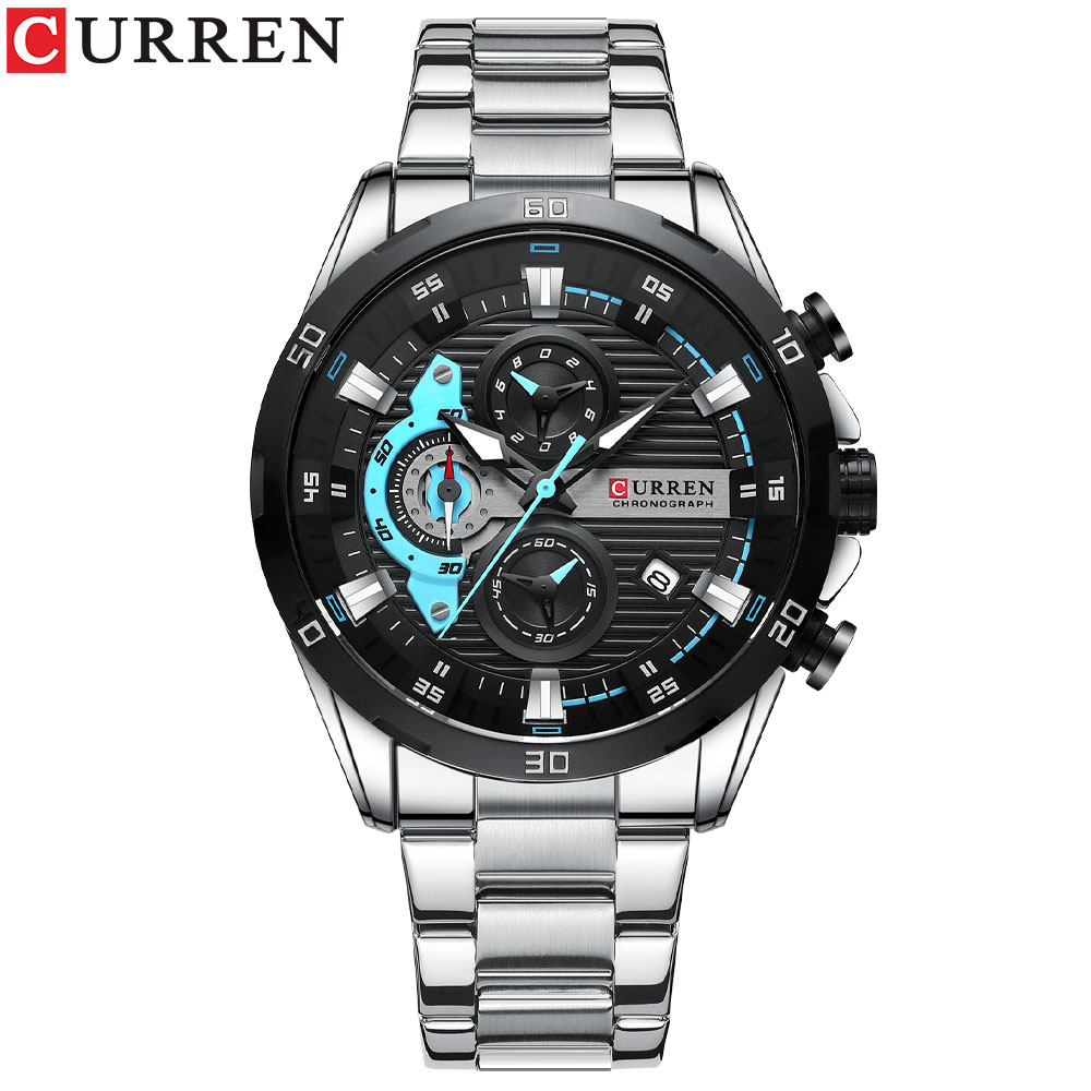 CURREN montres en acier inoxydable pour hommes créative cadran lumineux avec chronographe horloge mâle montres décontractées: Bronze