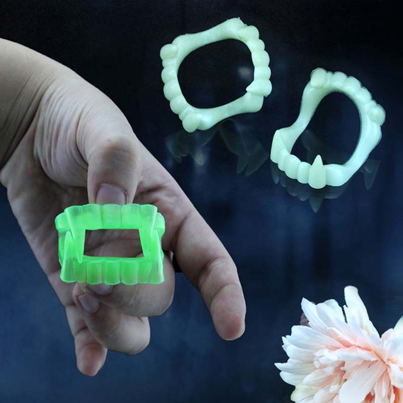 1pc plastic vampier gloeiende valse tanden halloween decoratie cosmetica rekwisieten benodigdheden gemakkelijk te gebruiken en schoon te maken niet-giftig lichtgroen