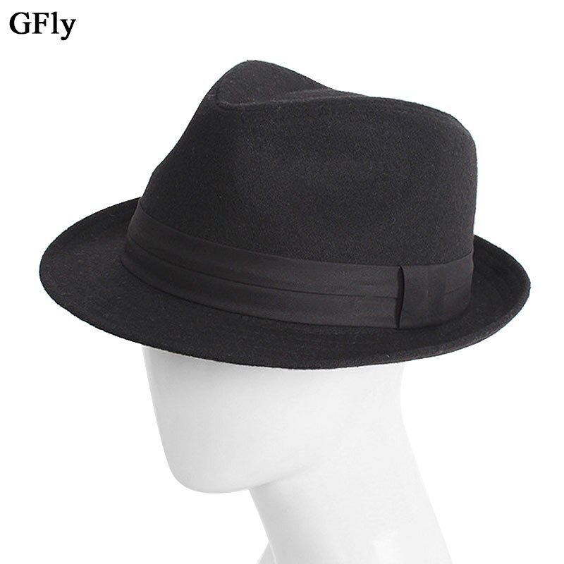 Chapeau fedora en feutre à bord court pour homme, classique, Vintage, noir, panama, automne, hiver,