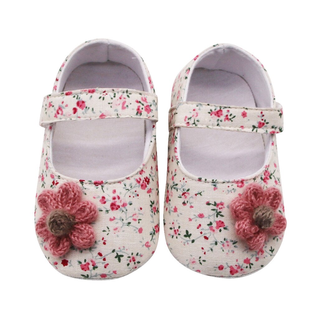 Sandales à bout rond pour -né fille, jolies chaussures imprimées de fleurs, à semelle souple, pour enfant en bas âge, 45, décontracté: Rose / 11