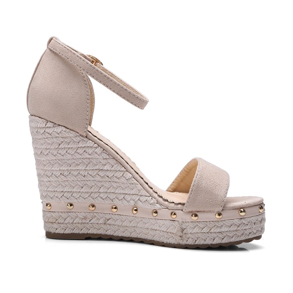 MORAZORA wedges sandals women rivets platform footwear buckle strap wedge high heels woman sandals ladies shoes
