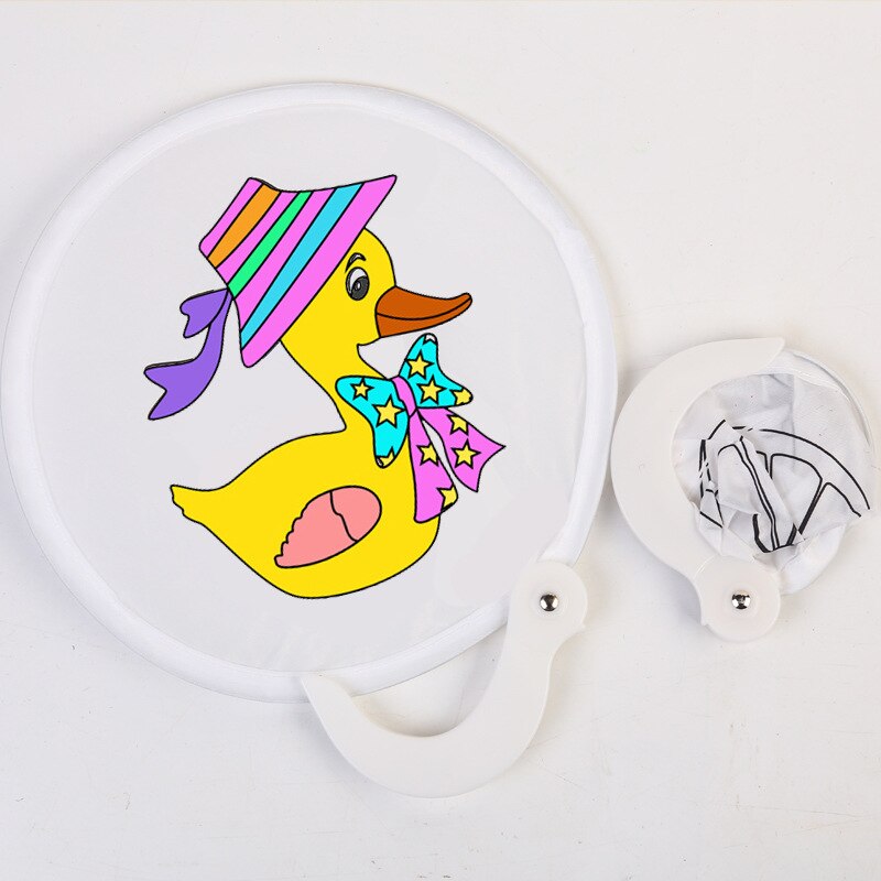 24cm foldbare bære-diy graffiti fan-legetøj til børn, der maler gammel rund vifte med stregudkast kunsthåndværk pige