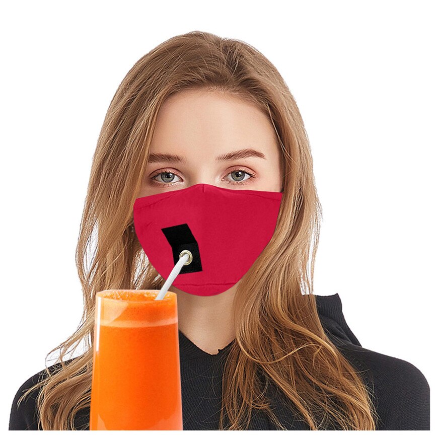 Adult Protect Dustproof Cotton Face Drinking with Hole for Straw Breathable washable straw cloth For Faces Protection: HT