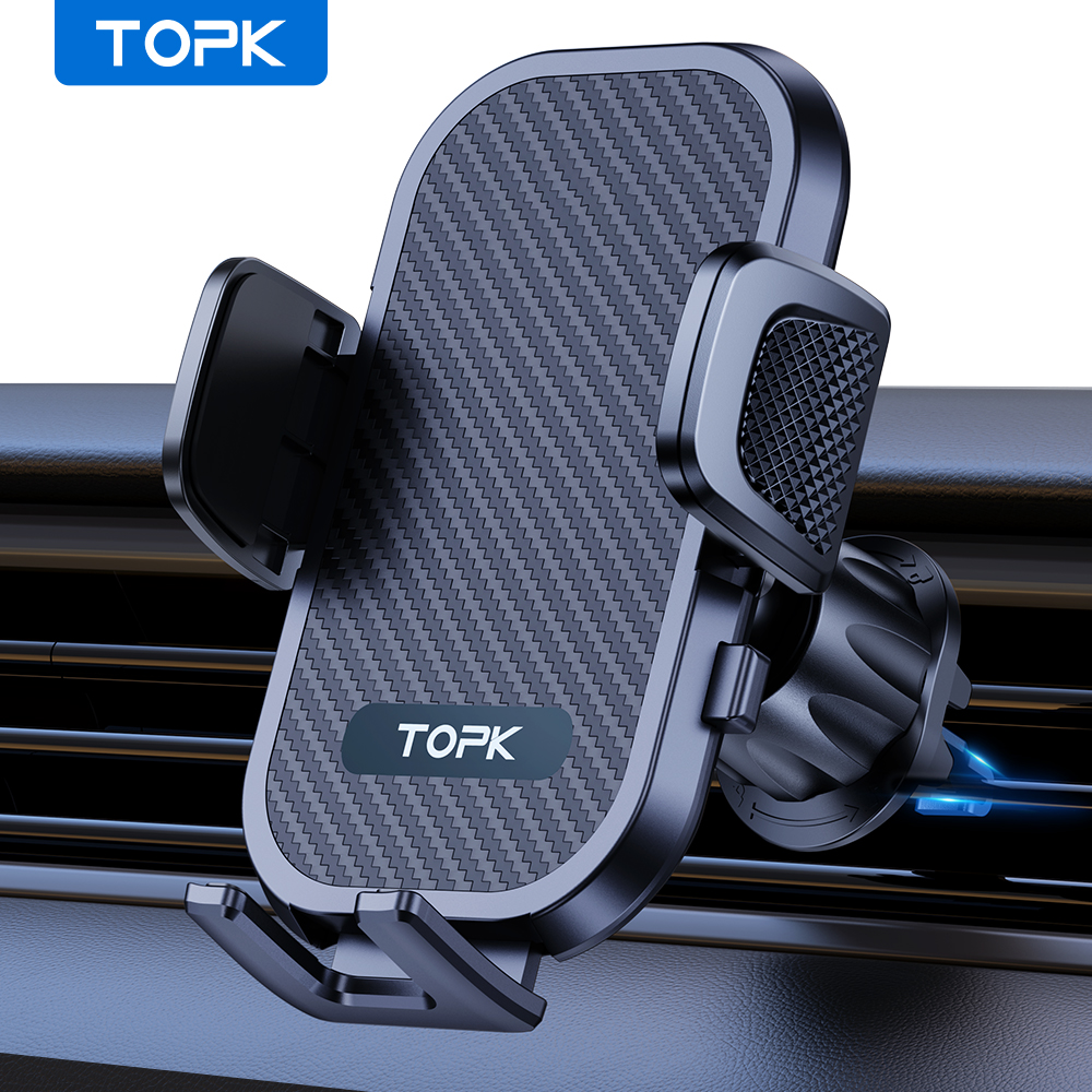 TOPK Car Phone Holder Mount Air Vent Cell Phone Holder for Car Hands Free Easy Clamp Cradle in Vehicle Fit All 4" to 7" Phone