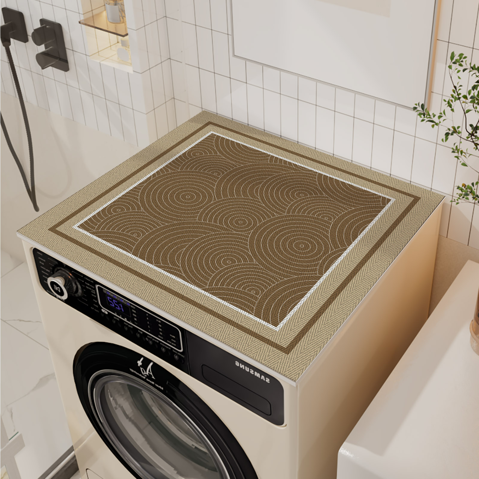 Retro Washing Machine Cover Mat Cabinet Fridge Top Dust ProtectorDrain Pad Kitchen Dish Dry Mat Microwave Oven Cover: light green