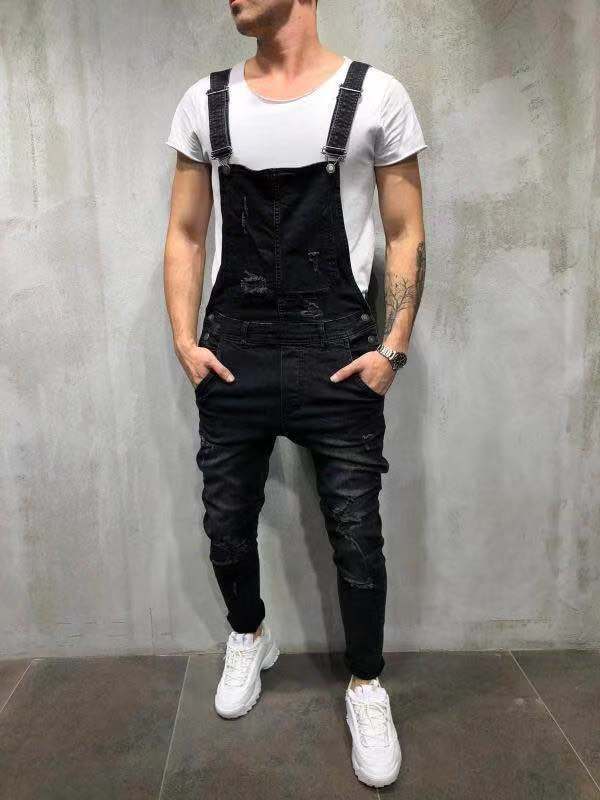 Salopette en Jeans pour Homme, Vêtement Intégral en Denim Style Cargo, Pantalon de Travail, Décontractée, pour Moto et Bikers, Existe en Grandes Tailles