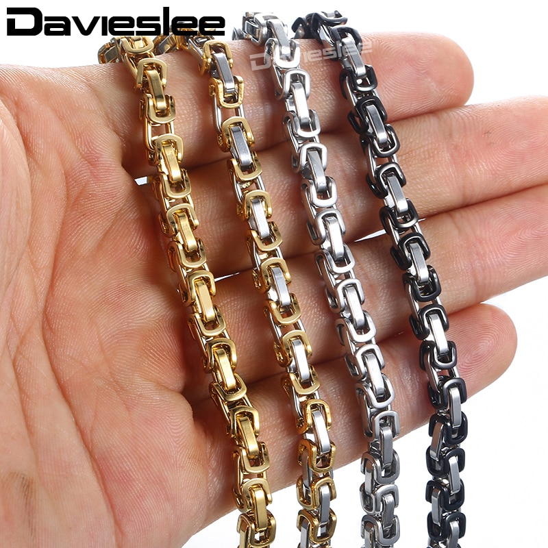5 Mm Byzantijnse Box Ketting Armbanden Voor Mannen Zwart Goud Zilver Kleur Roestvrij Stalen Armband Mode Mannen Vrouw Sieraden KBB6