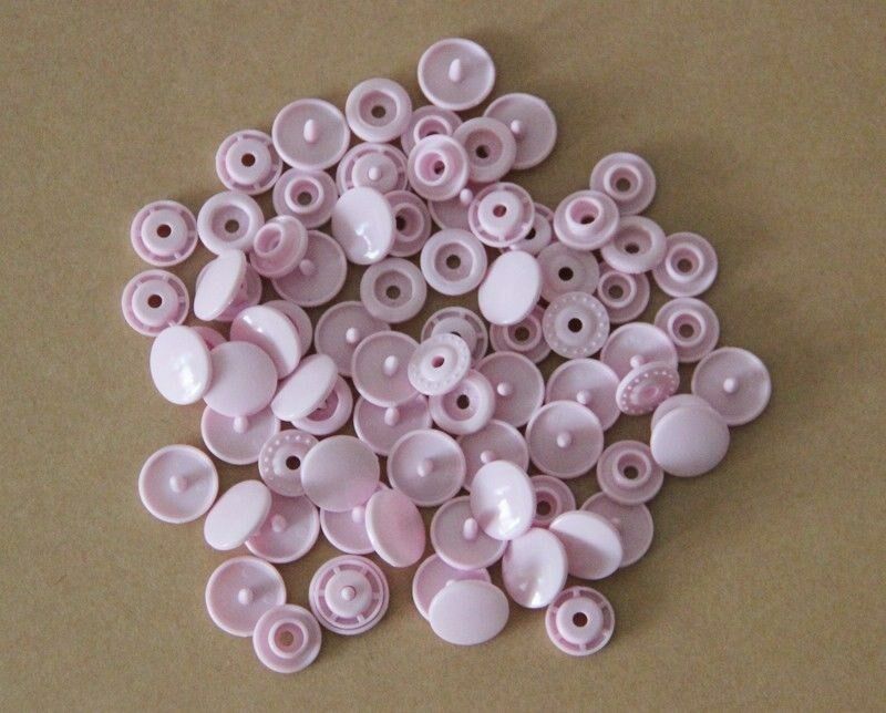 100 sets T3 Round Plastic Snap Buttons Clothes DIY Sewing Accessories Press Button: Pink