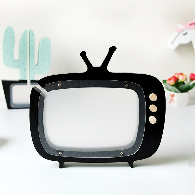 Moderne Houten Spaarpot Kinderkamer Decor Televisie Spaarpot Coin Bank Fotografie Props Creatieve