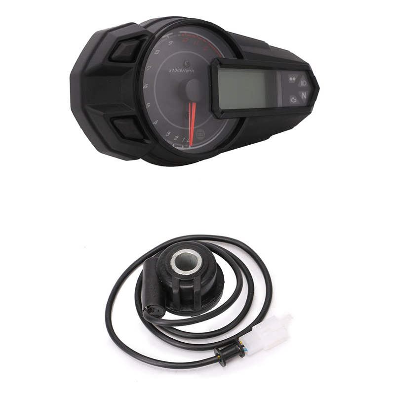 Sensor velocímetro para motocicleta, velocímetro con retroiluminación LED, odómetro, tacómetro, Kmh, MUniversal, 12000RPH, novedad de: With sensor 2