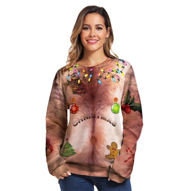 Hombres Mujeres Cosplay feo Navidad suéteres Navidad sudadera 3D divertido impreso vacaciones Navidad ropa suéter suéteres