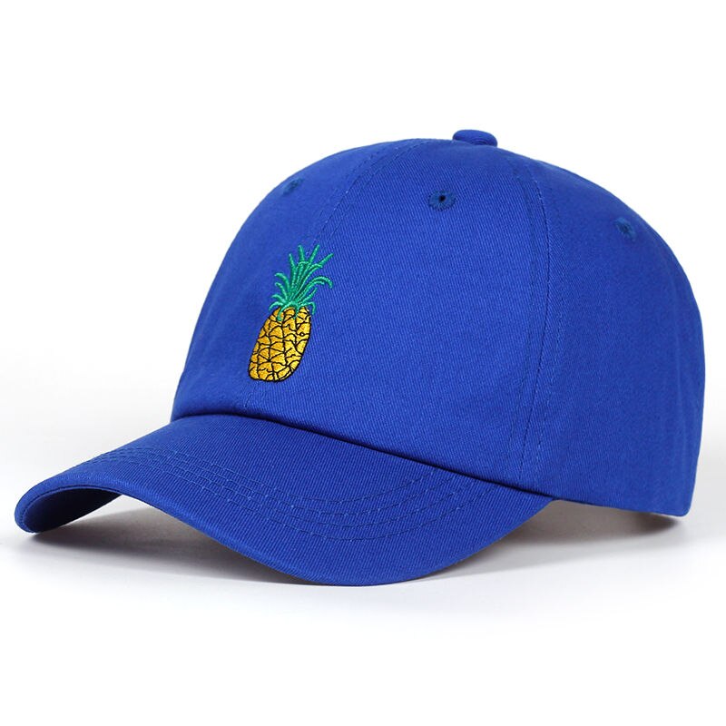 Tunica ananas broderi baseball cap bomuld 100%  hipster hat frugt ananas far hat hip hop bomuld snapback cap hatte: Blå