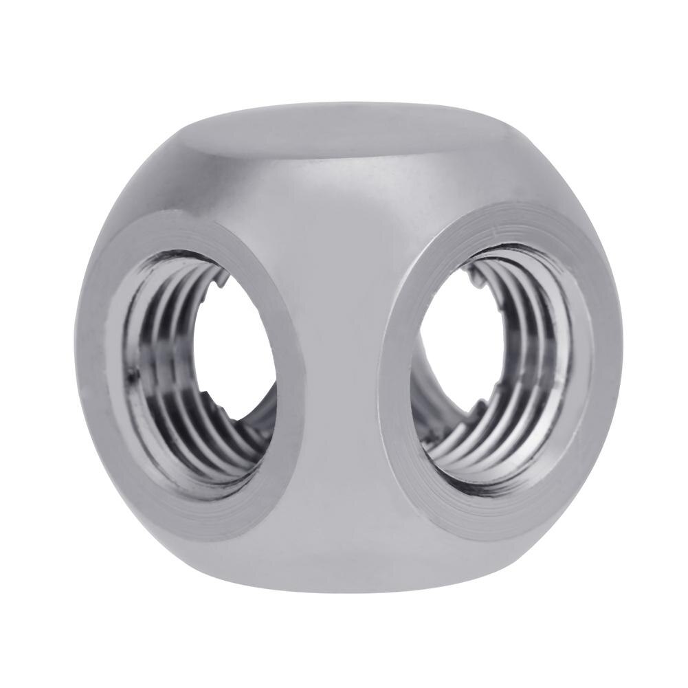 Brass G1/4 Inner Thread Metal 4 Way Water Tube Connector Ball Shaped Adapter for PC Water Cooling: Silver