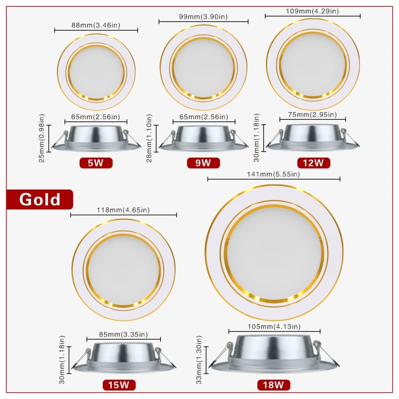 Led Downlight 220V 5W 9W 12W 15W 18W Plafondlamp Verzonken down light Ronde Led-paneel Licht LED Spot light Binnenverlichting: natuurlijk licht / 25w / Black