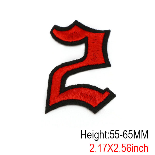 1Pc Red Number Patches Gothic Style Alphabet Embroidery Patches Iron On Patches for Clothes DIY Name Garment Accessories: Coffee