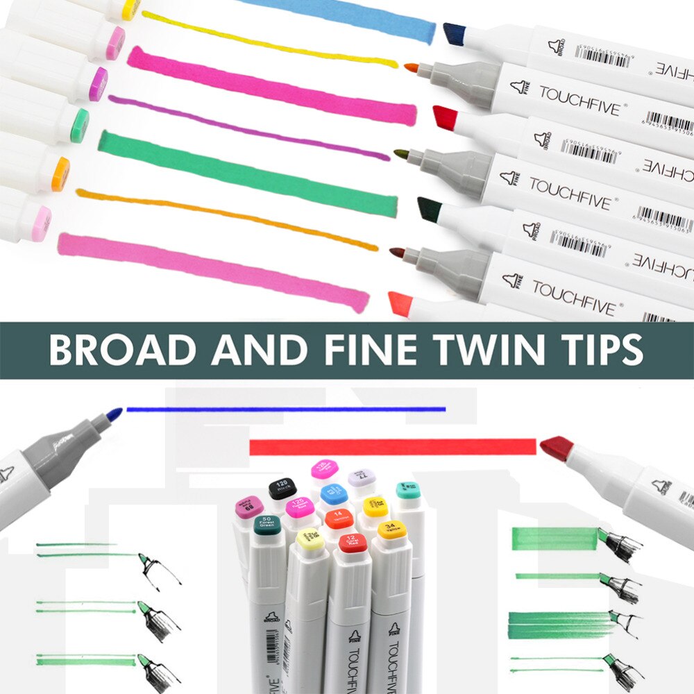 Marker Pen TouchFive 48/60/80/168 Colors Dual Tip Art Supplies Alcohol Marker for Drawing Sketching Adult and Kids For Animation