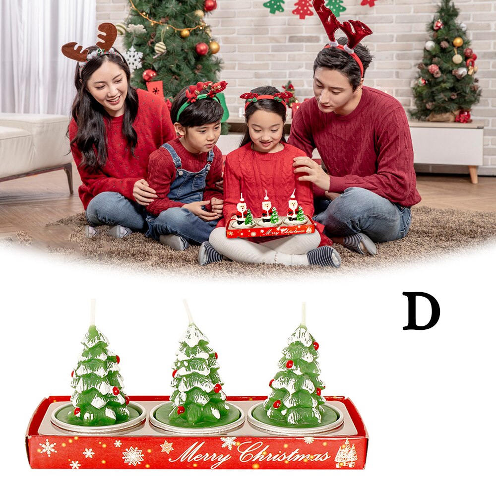 3pcs/Set Merry Christmas Candle Santa Claus Paraffin Candles Xmas Year Wedding Party Supplies Christmas Decorations For Home: D