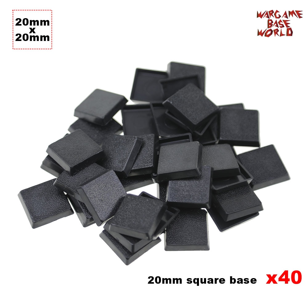 Evemodel Lot de 100 bases carrées en plastique pour jeux de guerre 20 x 20 mm 