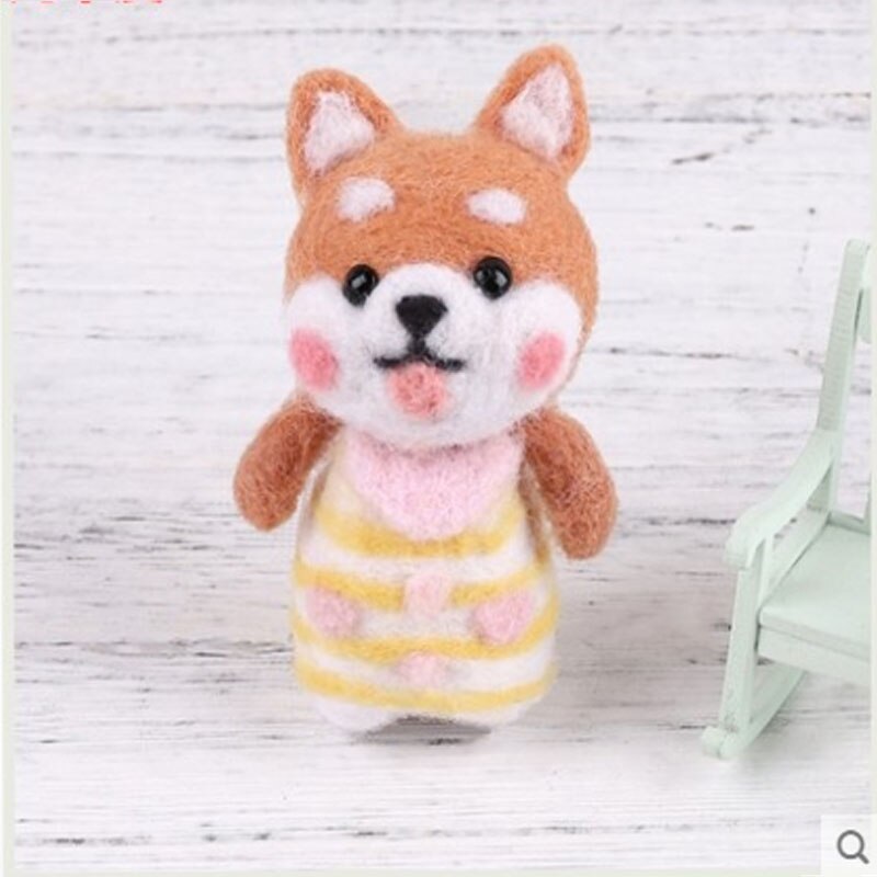 1 set wool for Felt DIY Package, needle felting, Shiba Inu Set animals, hand-made diy kits, you need to do it yourself: Deep Blue
