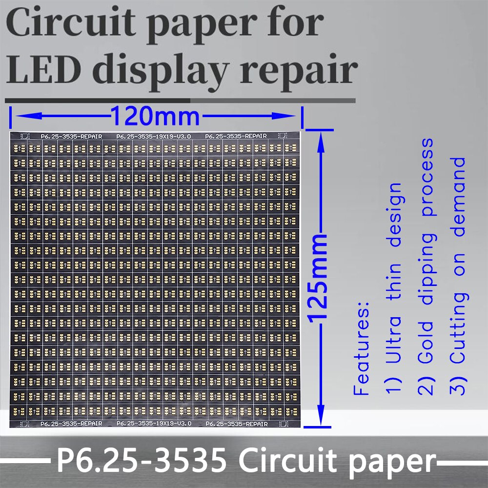 Módulo de papel de circuito LED Serie P6.25, PCB, reparación de mando P6.25-3528/3535 120X120mm, almohadilla de papel para reparar PCB durante la lnstalación: P6.25-3535