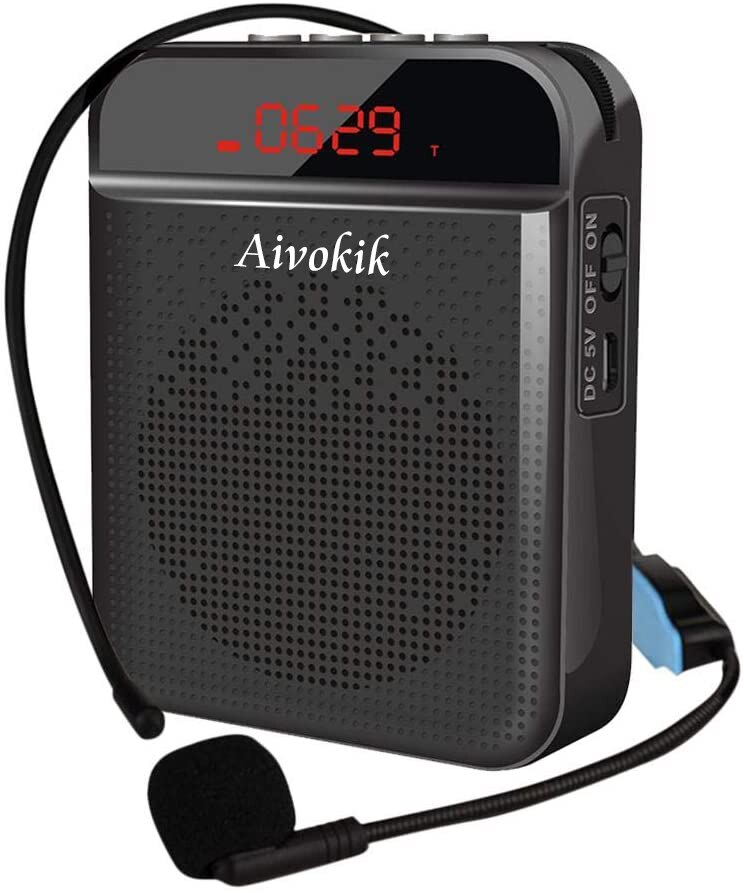 Aivokik Portatile Amplificatore di Voce con Microfono a Cuffia Wireed Ricaricabile Amplificazione del Suono Sistema di 5W