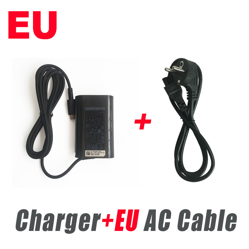 Original 45W USB C Laptop Charger for Dell XPS 13 9360 9365 9370 9380 9333 9310 9350 XPS 12 9250 Type C AC Adapter Power Supply: black