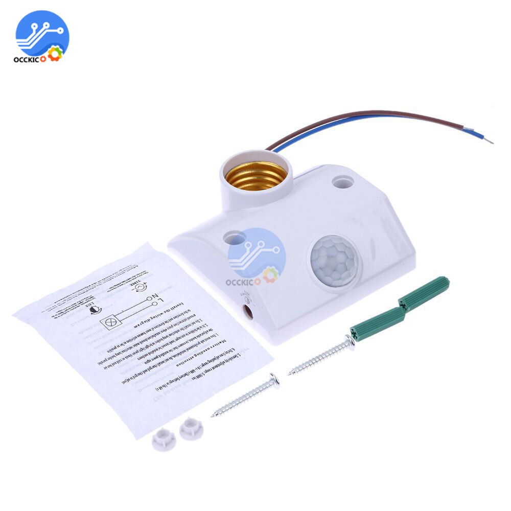 E27 AC110-220V 50/60Hz 5LUX Motion Sensing Switch Infrarood Motion Sensor Automatische Licht Lamp Houder Schakelaar Wit