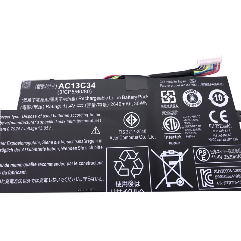 LMDTK-batería para portátil Acer Aspire V5-122P, 132, E3-111, 112, ES1-111M, MS237, KT.00303.005, AC13C34, nueva