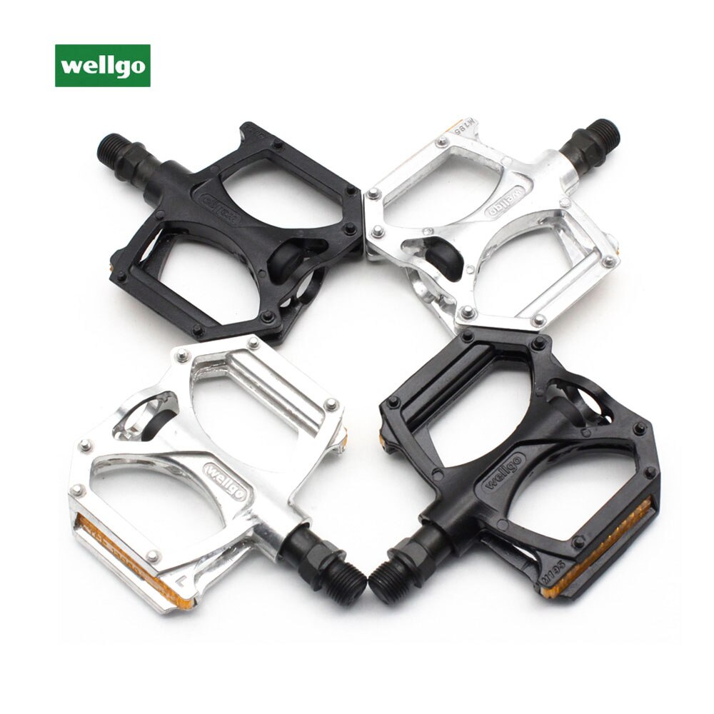 WELLGO Pedal M195 Aluminum Alloy MTB Bike Pedals 2DU Bearing Ultralight Pedal Mountain Bicycle Parts With Reflector