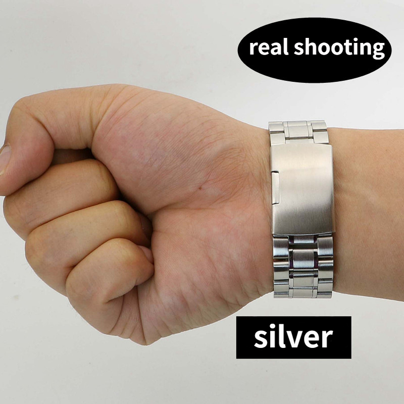 12 14 16 18 19 20 21 22 24mm correa de reloj de extremo curvo de acero inoxidable sólido de accesorios de pulsera con herramienta