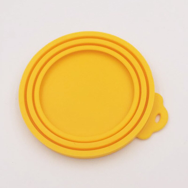 Reusable silicon Magic lids universal lid cat dog pet food wrap bowl pot lid silicone cover: Yellow