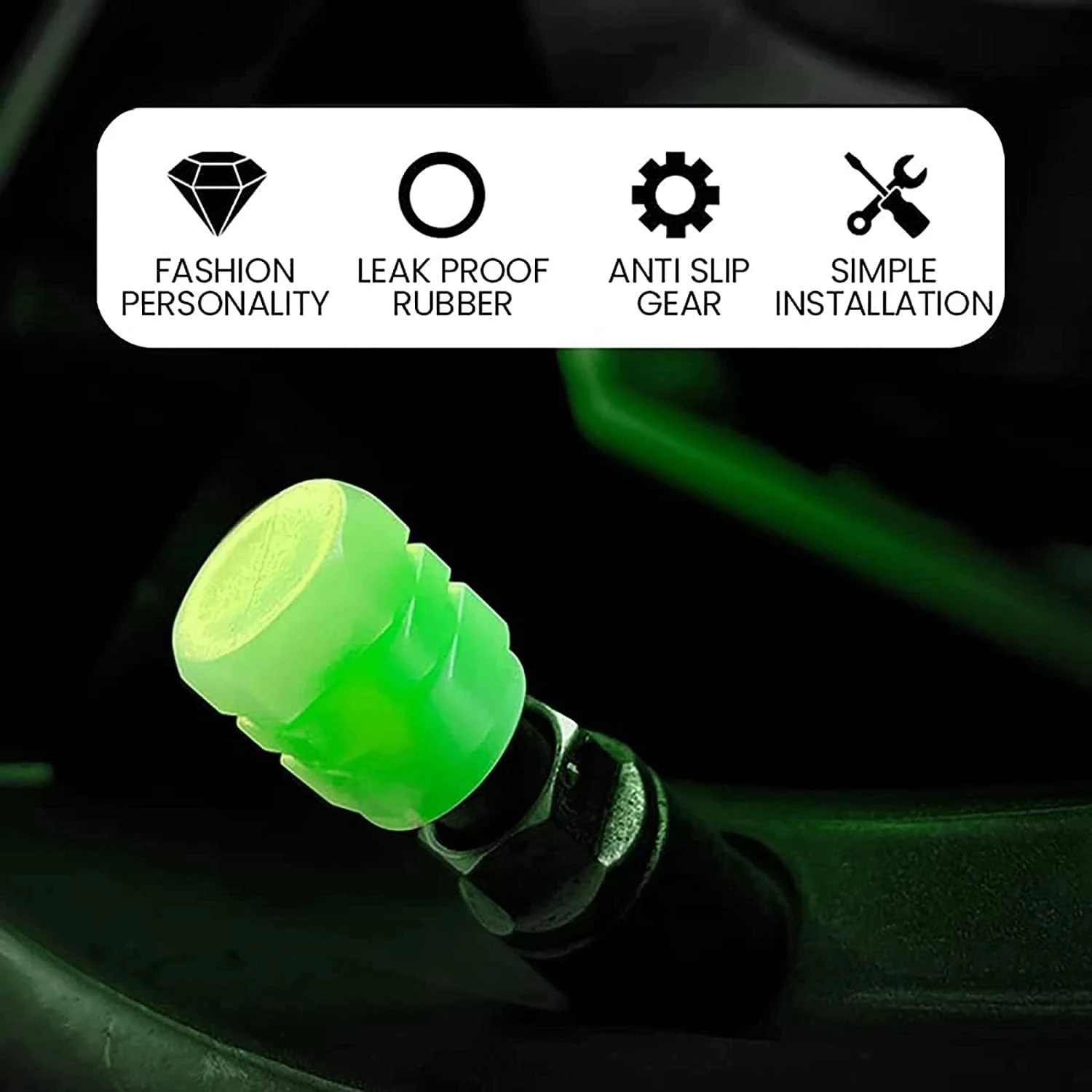 Bouchons de Valve lumineux Fluorescent rouge nuit brillant voiture moto roue de vélo style moyeu de pneu bouchon universel décor