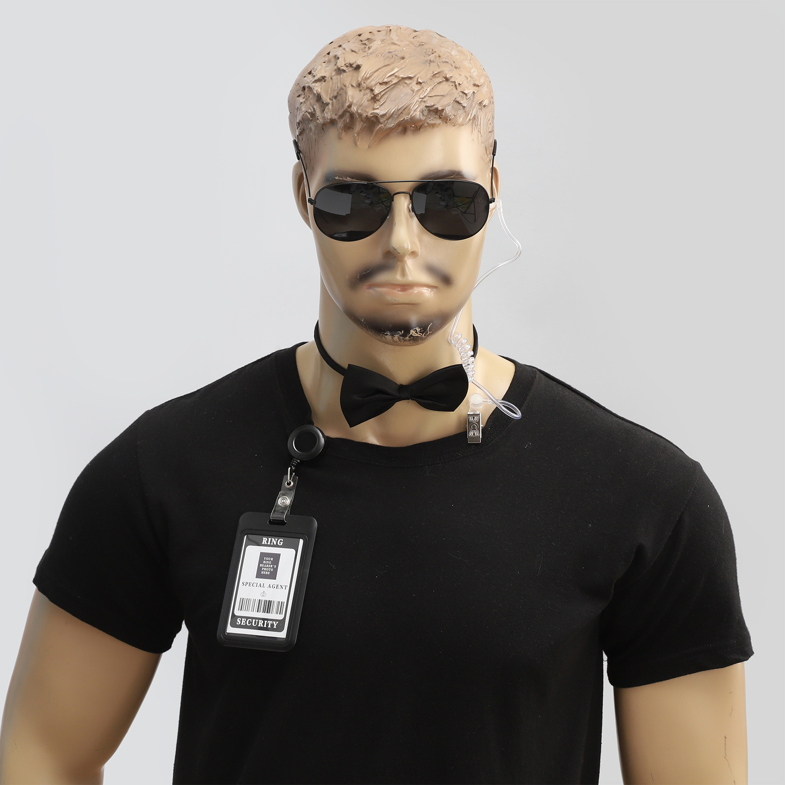 Set di accessori per agenti Cravatta Tappi per le orecchie Occhiali da lavoro di marca Cappello Servizio di sicurezza segreto Costume per adolescenti Adulti Gioco cosplay Festa