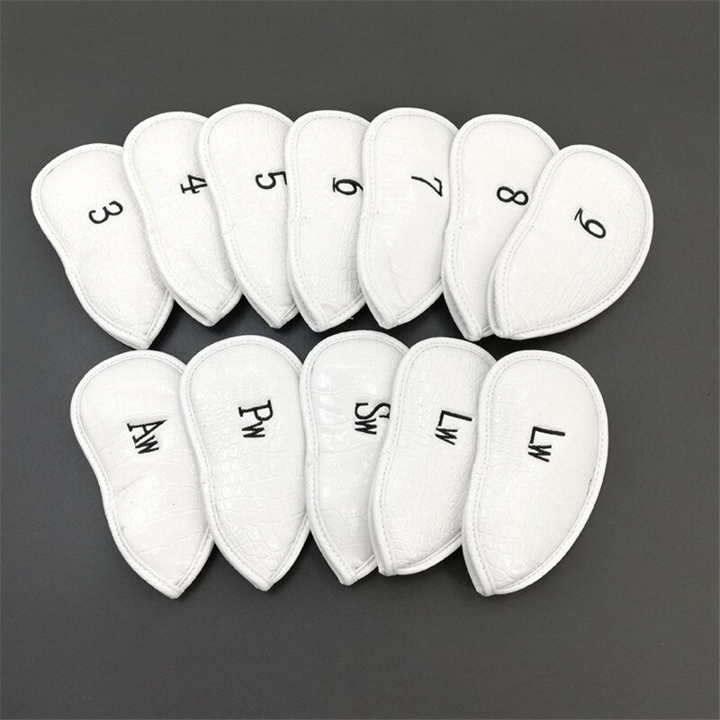 12pcs PU Golf Club Cap Exquisite Protector Iron Head Cover Set Sports Accessories