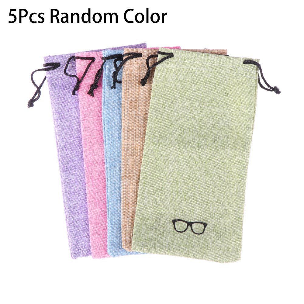 1Pc Koord Fluwelen Zakjes 18X9Cm Sieraden Verpakking Display Tassen Zachte Brillen Pocket Bril Doek Bag Eyewear case: 5Pcs Random A