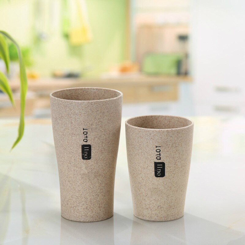 Pajita DE TRIGO ecológica, estilo japonés, vasos para cepillos de dientes, soporte para cepillo de dientes, taza de lavado, herramienta de baño de viaje dental, 1 Uds.: Beige / 200-300ml