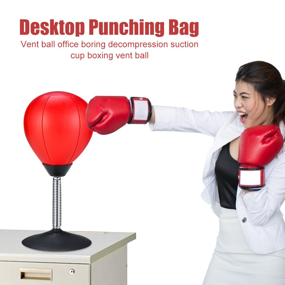 Selfree Desktop Punching Bag Stress Buster Inflatable PU Leather Suction Cup Stress Relief Ball with Pump for Home Fitness