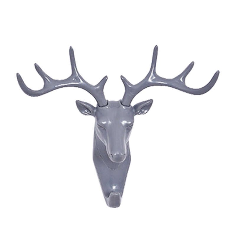 Deer head Self Adhesive Wall Door Hook Hanger Bag Keys Sticky Holder Living room bedroom coat hook without trace head hook #4J06