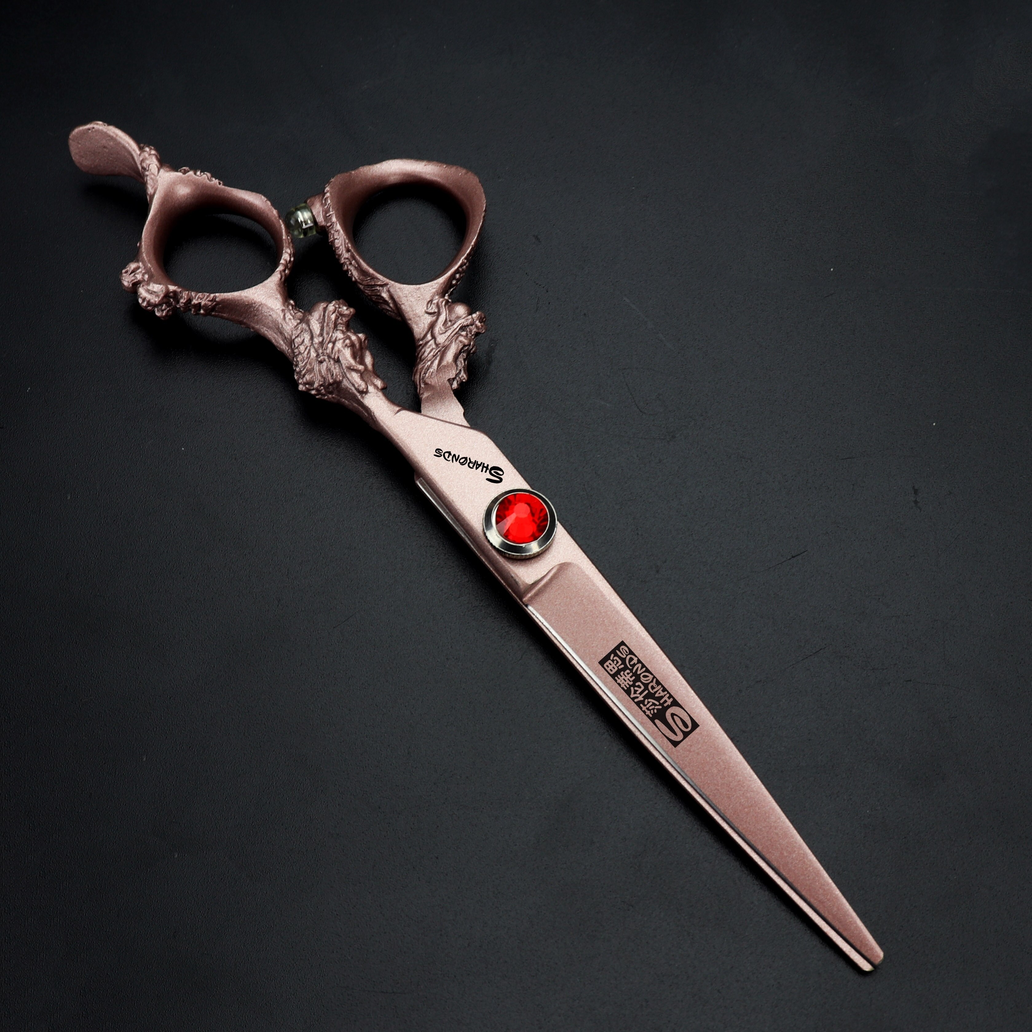 6.0 Hairdressing Barber Scissors Rose Gold Dragon Japanese 440c Scissors Ladies Thinning Cutting Shear