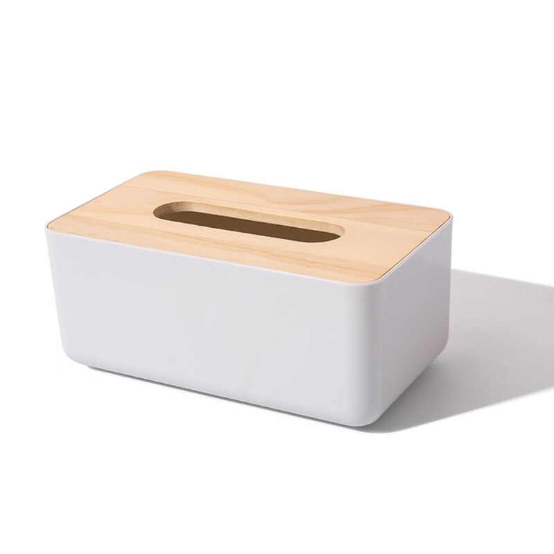 Tissue Box Roll Paper Storage Container Remote Control Storage Case: white Square